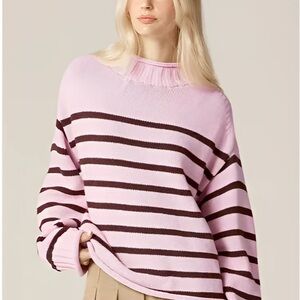 Striped Pink & Brown Rollneck Sweater